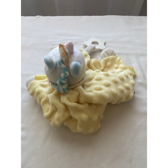 Appease Toys Baby Lovey Yellow Unicorn Minky Dot Rattle Star Teether No Tag - Picture 9 of 12